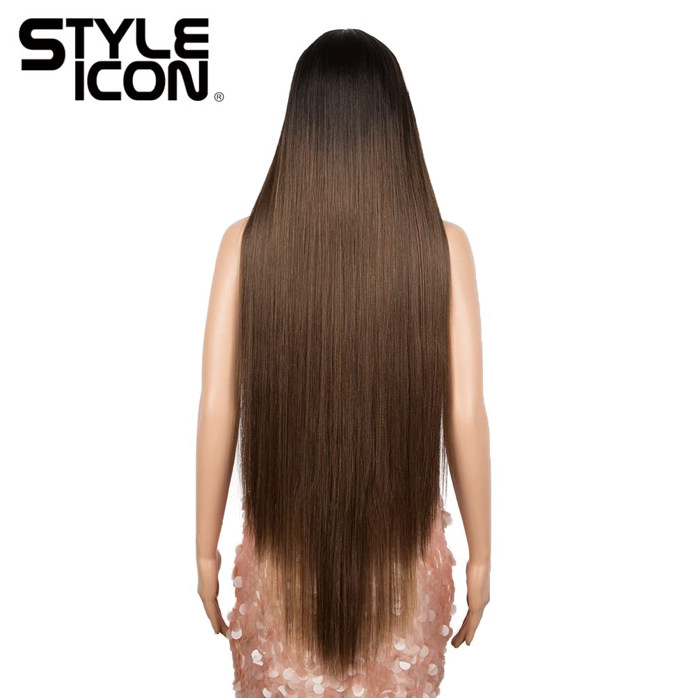Style Icon 38" Super Long Straight Wigs Lace Front Wigs 6" Deeper Middle Part Highlight Blonde Wig (38", TTOL4/30S/26J)