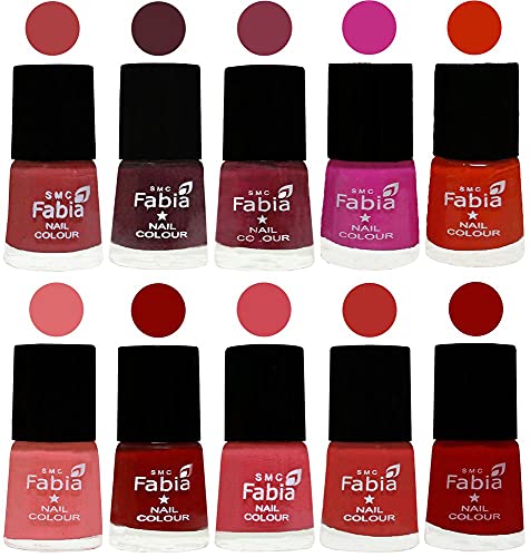 Image of ALL IN ONE (PACK OF 10), Long Lasting Glossy Nail Polish, 6 ml Each, All Vibrant Colours,02241