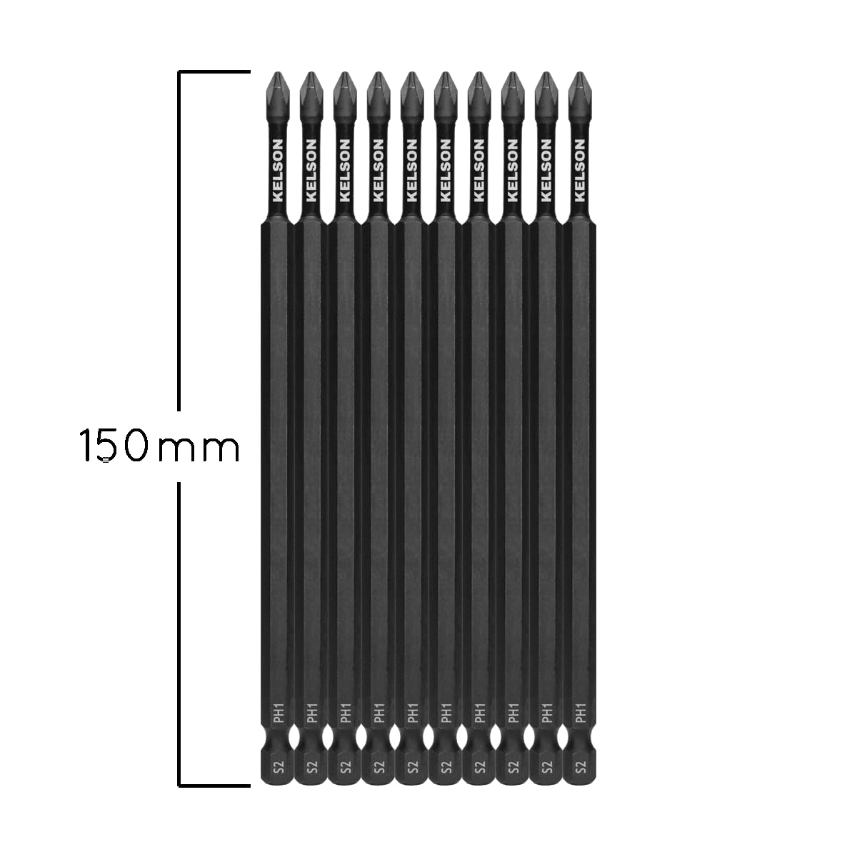 KELSON 10pcs PH1 150mm Phillips 1 Impact Rated Screwdriver Bits with Storage Case 1/4" Universal, Black - Image 4