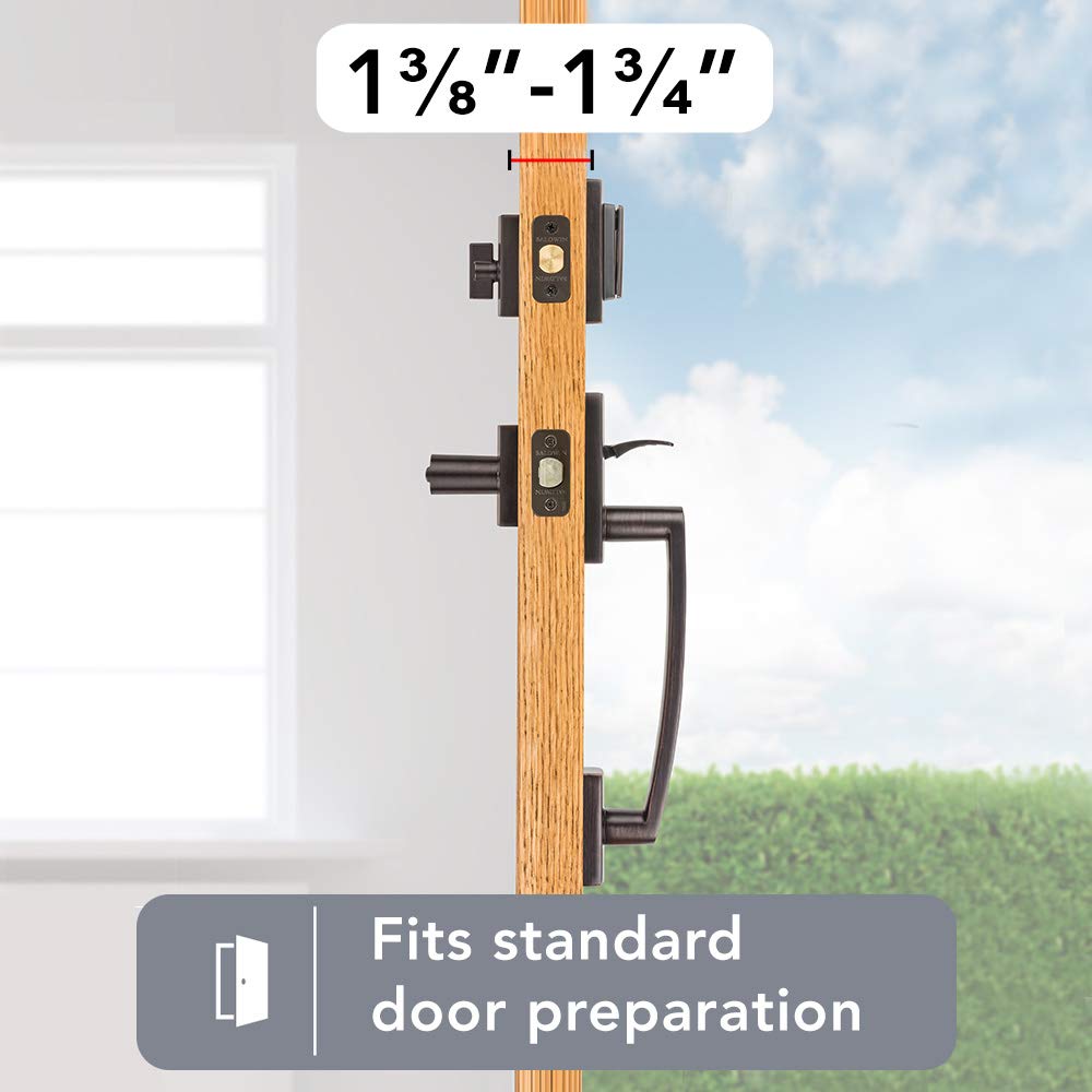 Baldwin 91800-045 Spyglass Single Cylinder Front Featuring SmartKey Security, Prestige Series with a Modern Contemporary Slim Door Handleset and Square Lever, Venetian Bronze Finish
