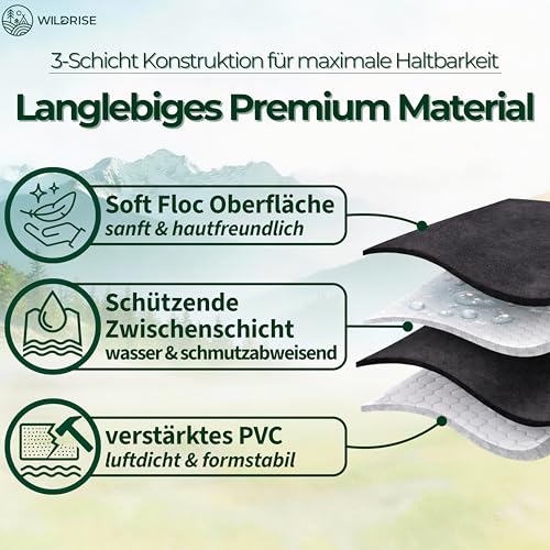 WILDRISE Auto Matratze & Autobett – Luftmatratze Auto für Kofferraum & Rückbank – Luftbett fürs Auto – Bequem im Auto schlafen – Auto Luftmatratze für Kombi, SUV & Limousine, elektrisch aufblasbar