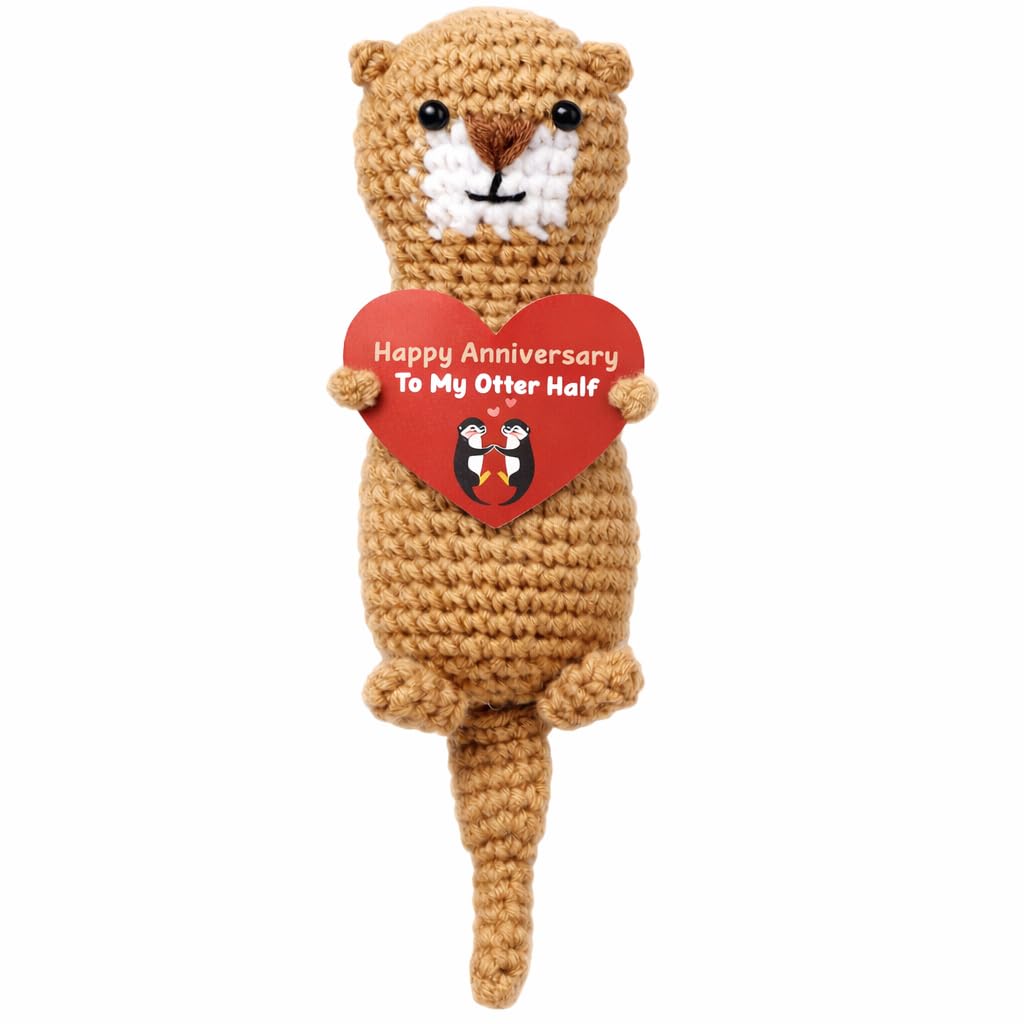 Cute Crochet Valentine’s Gift – Handmade Love Gift Holding Heart – Romantic “to My Other Half” Gifts for Him or Her – Anniversary Keepsake for Wife, Husband, Girlfriend or Boyfriend