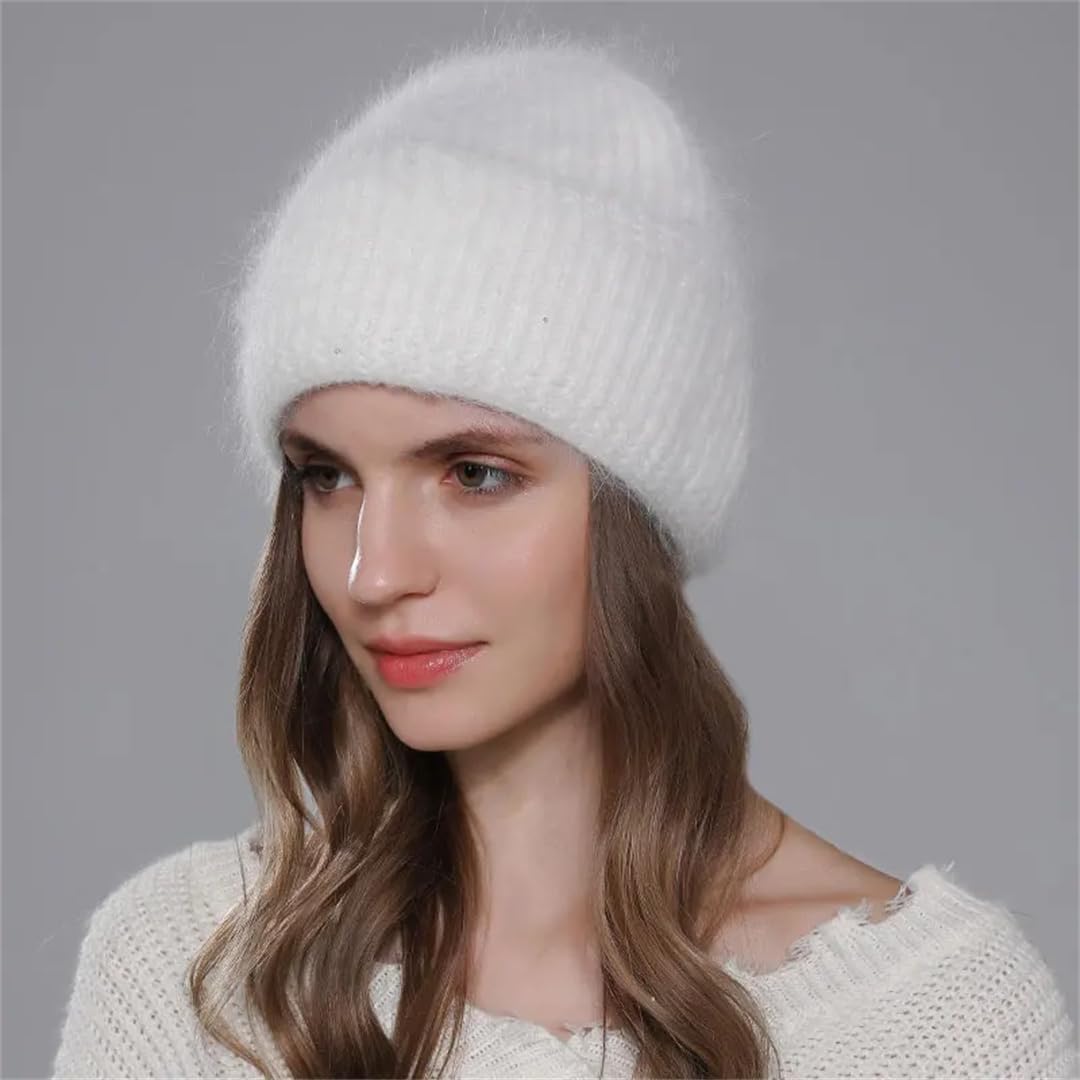 Gorro De Mujer Gorros De Piel Largos Cálidos De Invierno Gorros De Cachemira Tejidos Gorra