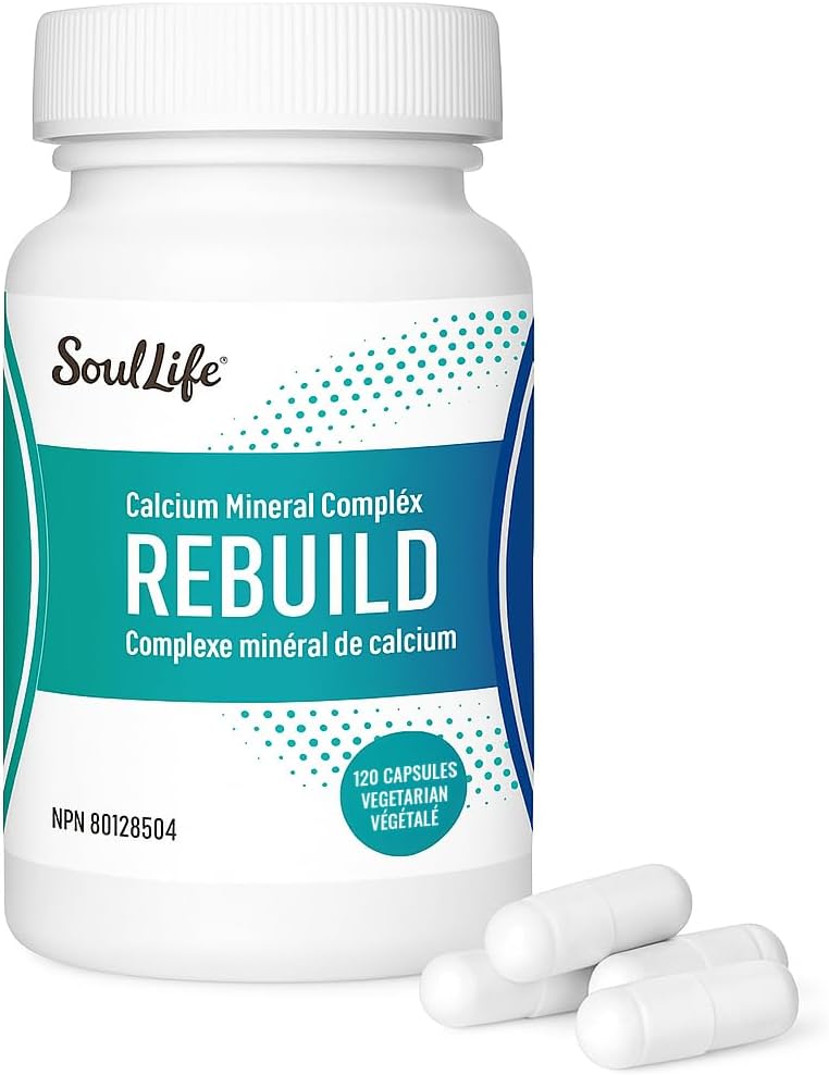 SoulLife Rebuild -Calcium Mineral Complex with Magnesium - Made with Lithothamnium Calcareum Seaweed - Plant-Based Daily Vitamins for Joint Support Supplement - 120 Vegetarian Capsules