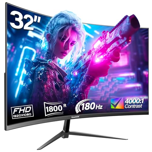Gawfolk Gaming Monitor 32 pollici Curvo 180hz/165hz Full HD 1080p...