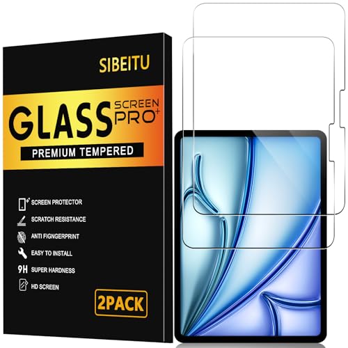 SIBEITU for iPad Air 11 Inch M3 2025 & M2 2024 Screen Protector, 2 Pack iPad Air 7th/6th Generation Tempered Glass Film, 9H Anti-Scratch HD Compatible Face ID & Case Friendly for iPad Air 11" 7/6 Gen