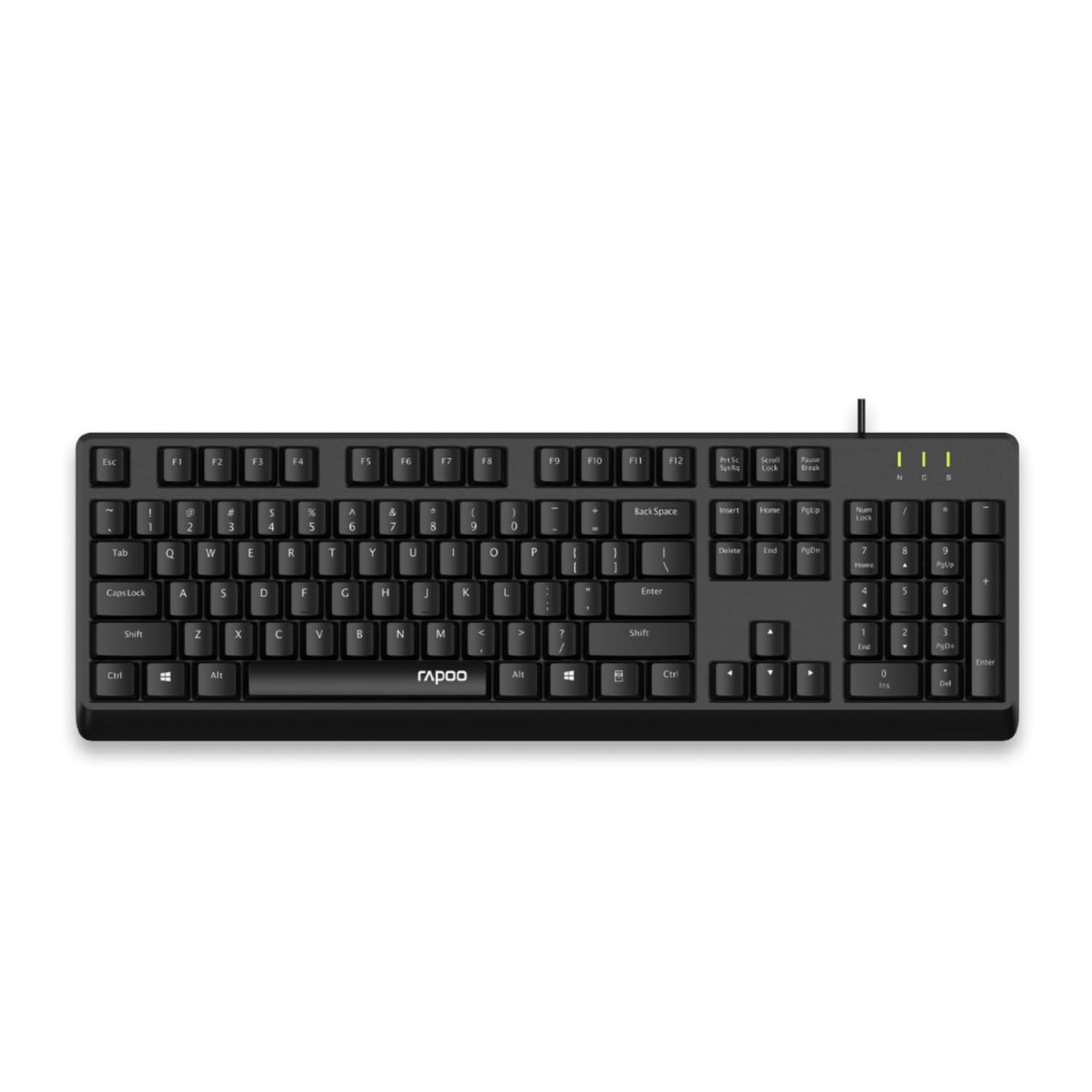 RAPOO NK1900 Wired Keyboard with USB Connectivity, 1.5m Cable Length, Spill Resistant, Laser Carved Keycap, English-Arabic Layout, AR_BLACK - 12387