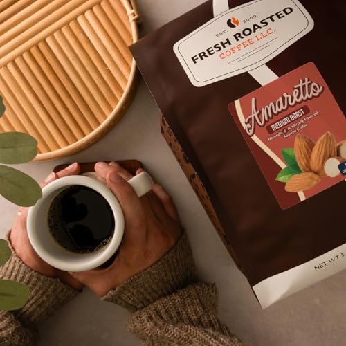 Image of Fresh Roasted Coffee, Amaretto Flavored Whole Bean Coffee, Medium Roast, Kosher, 5 lb (80 oz)
