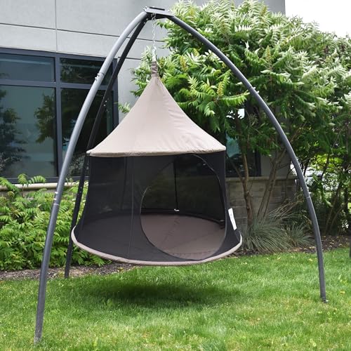 Image of Vivere Polyester Canvas Cacoon Reto Multi Person Hanging Pod - Includes Hanging Rope and Carabiner - 440 lb Weight Capacity
