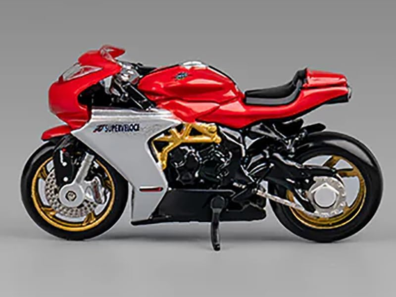 MV Super Veloce 800 Motorcycle Red and Silver with Figure 1/64 Diecast Model by CM Models CM64-SV800-01