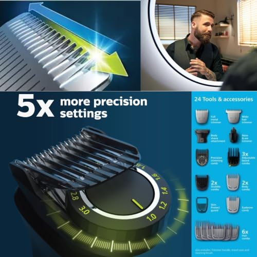PHILIPS Multigroom Series 9000 24-in-1 Trimmer Beard, Hair & Body Grooming Kit | Precision Trimming Comb, Self-Sharpening Steel Blades, BeardSense Technology, Waterproof, Packaging May Vary - image 7