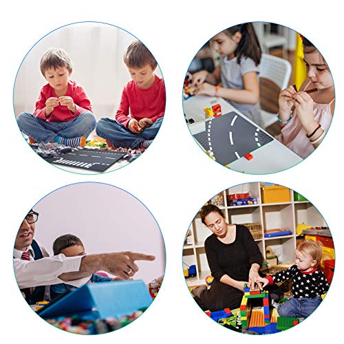 Bauplatten für Straßen, Städte, Straßenplatten,Kompatibel mit Allen gängigen Marken, 25.5*25.5cm Platten-Set für Kreatives Spielen, Lernspielzeug (6 Stück(2 Gerade,2 Kurve,T-Kreuzung+Kreuzung)) – Bild 6