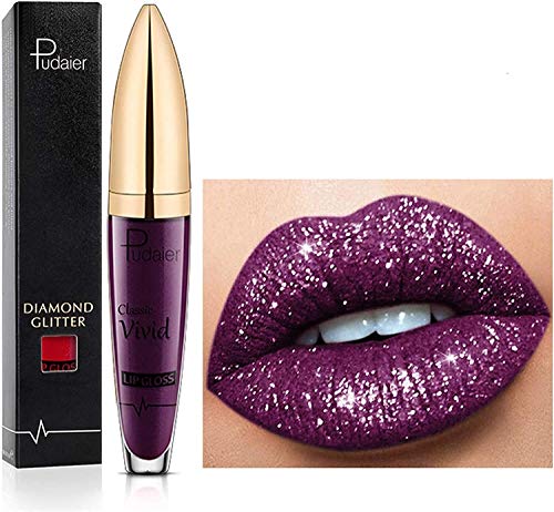 2021 Popular Glitter Lipstick 18 Color Diamond Shiny Long Lasting Noble Lipstick Easy To Color Series Metallic Liquid Lipstick Sparkling Waterproof Non-Stick Shining Lip Glaze Gift for Women and Girls