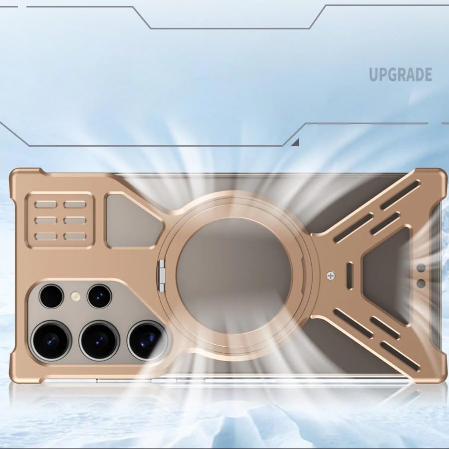 Image of MILLION CASES Back Cover Case for Samsung Galaxy S23 Ultra Shockproof Protective Galactic Armor Magnetic Bracket Frame Case for Men & Boys(Black)