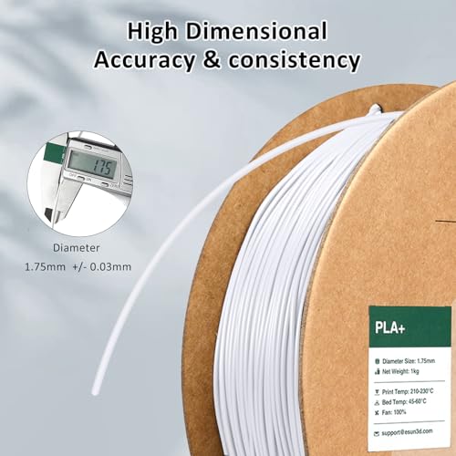 Image of eSUN PLA+ Filament 1.75mm Cold White 1KG, 3D Printer Filament Dimensional Accuracy + /- 0.03mm, 1kg Cardboard Spool(2.2lbs) 3D Printing Filament, Fits for Most FDM 3D Printers