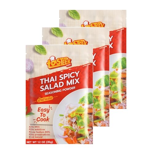 Tasteek Thai Spicy Salad Mix Seasoning Powder – Authentic Yum Salad Flavor – All Natural No MSG No Additives Low Sodium – 1.2oz (35g) – Quick Easy Prep (Pack of 3)