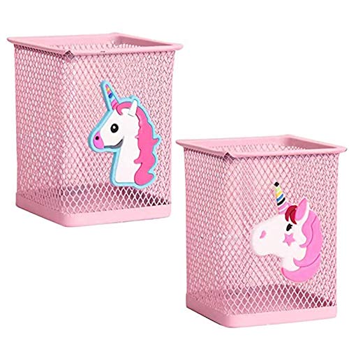 Carré En Métal Porte-Stylo Organisateur De Porte-Stylo En Maille Métallique Rose Crayon Grille Porte-Stylo Porte-Stylo à Grille En Métal,Pour Desk Office Classroom Home School 2Pcs(Rose + Blau) Cover
