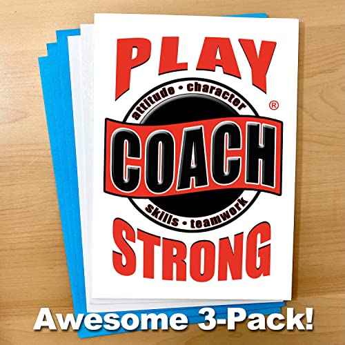 Play Strong 3-Pack Thanks Coach! Champion's Emblem (Red, 5X7) Greeting Thank You Cards Set Amazing For Players, Teams, Coaches, Family And Fans - Your Coaches Will Love 'Em! #TOP3