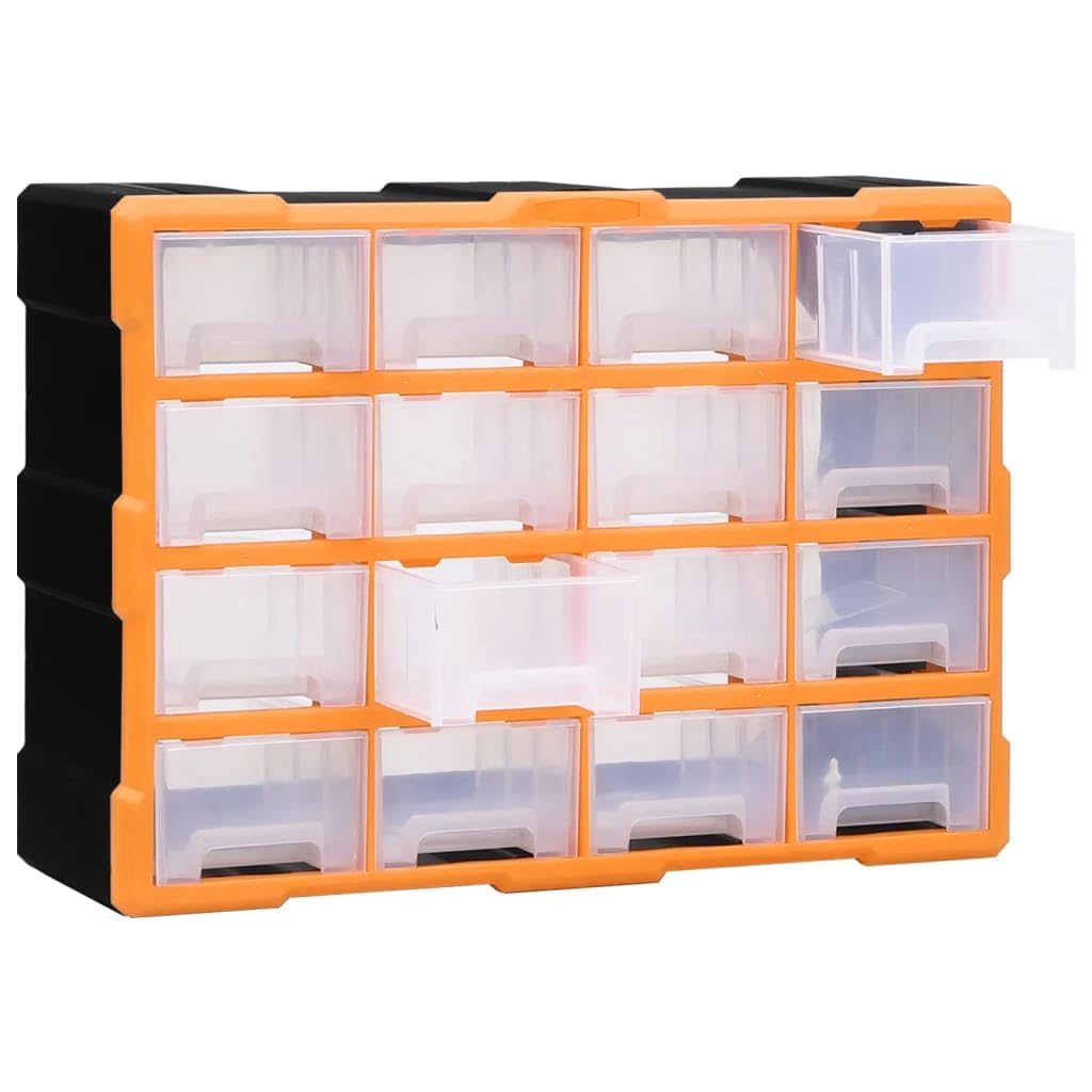 Organizer multi-cassetti, 16 cassetti, scatola trasparente in plastica resistente agli urti, per viti, dadi, bulloni e chiodi, montaggio a parete