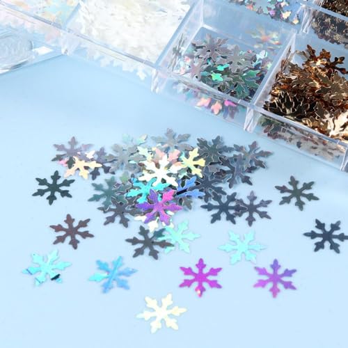 Image of 3 Boxes Snow Nail Glitter Hographic Blue White Nails Flakes Snowflake Sequins Manicure Accessories for Glitters Flakes Accessories for Women Manicure DIY Decorations