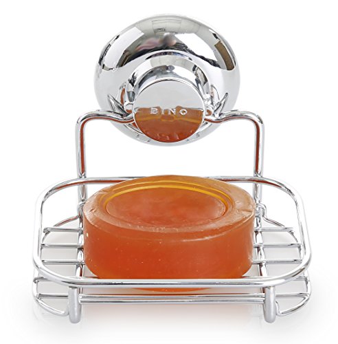 BINO SMARTSUCTION Chrome Shower Caddy, Soap Dish
