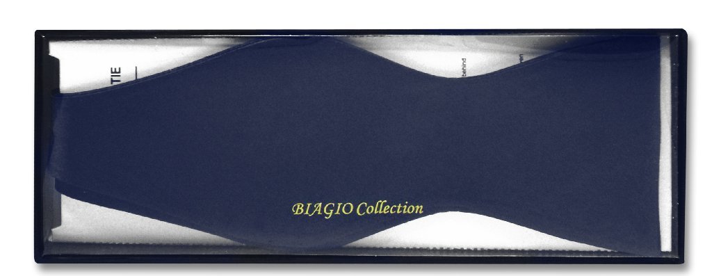 Biagio SELF TIE Bow Tie Solid NAVY BLUE Color Men's BowTie