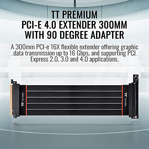 Image of Thermaltake TT Premium PCI-E 4.0 High Speed Flexible Extender Riser Cable 300mm with 90 Degree Adapter AC-058-CO1OTN-C2 (ONLY Work Core P6 Case)