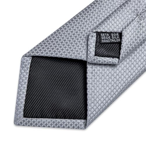 Image of DiBanGu Mens Solid Color Tie and Pocket Square Set Woven Silk Plain Necktie & Handkerchief for Men Wedding Party Formal