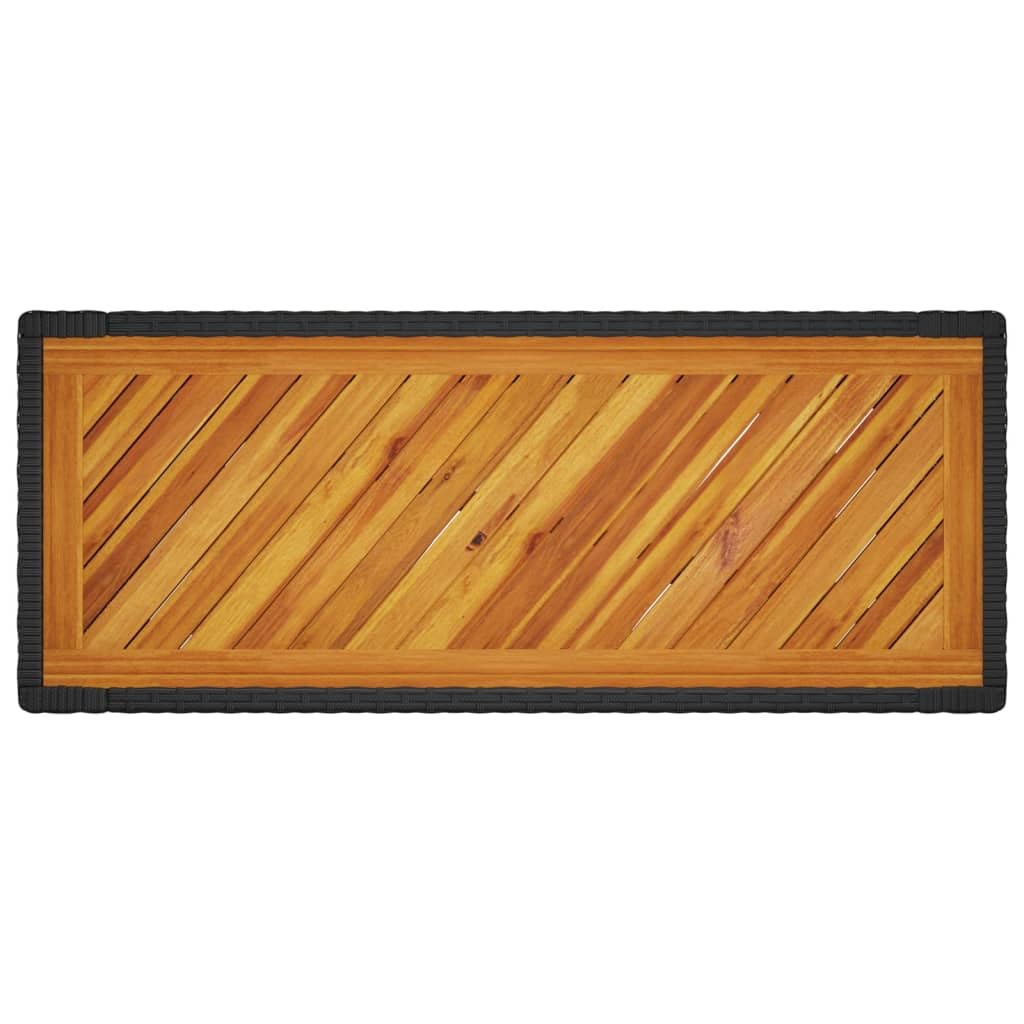 vidaXL Tavolino da Giardino Piano Legno Nero 100x40x75 cm Polyrattan