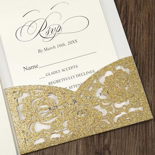 Tarjetas de invitación de 5.1 x 7.12 pulgadas con sobres Doris Home para bodas religiosas 4