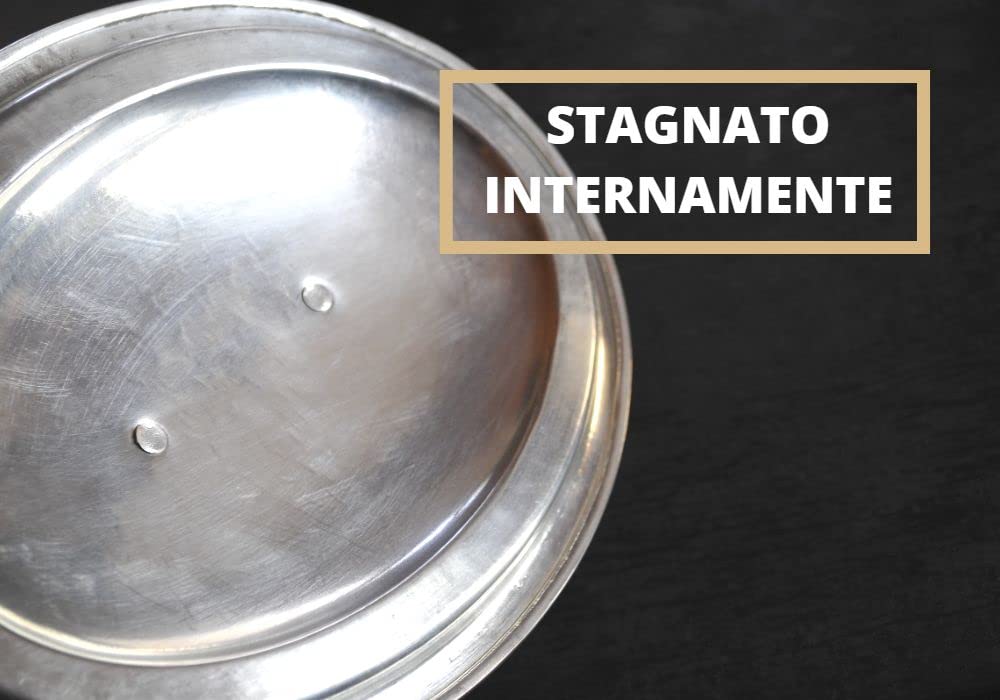 Coperchio In Rame Puro Creartistic 20cm - Per Padelle Tonde, Stagnato Internamente, Maniglia In Ottone, Made In Italy - Foto 5