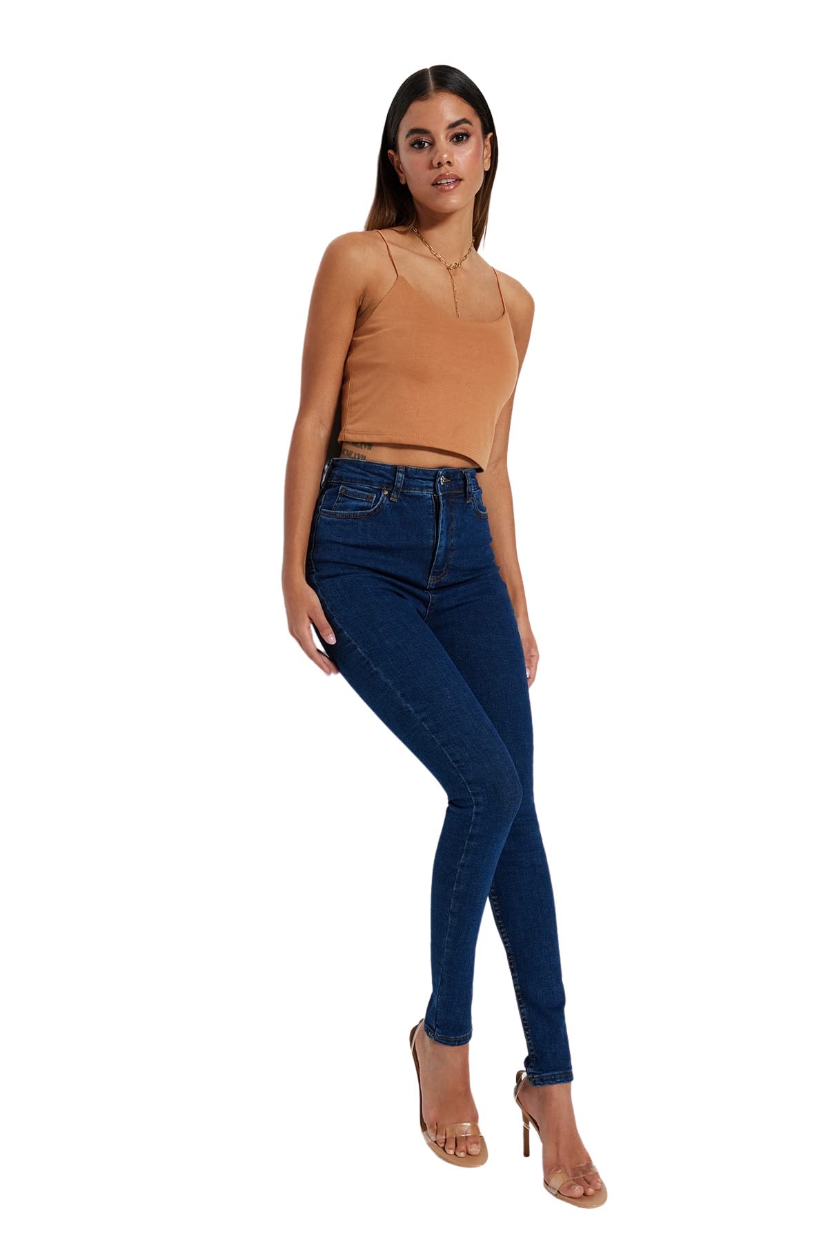 Trendyol Woman High Waist Skinny fit Skinny Jeans,Dark Blue,44