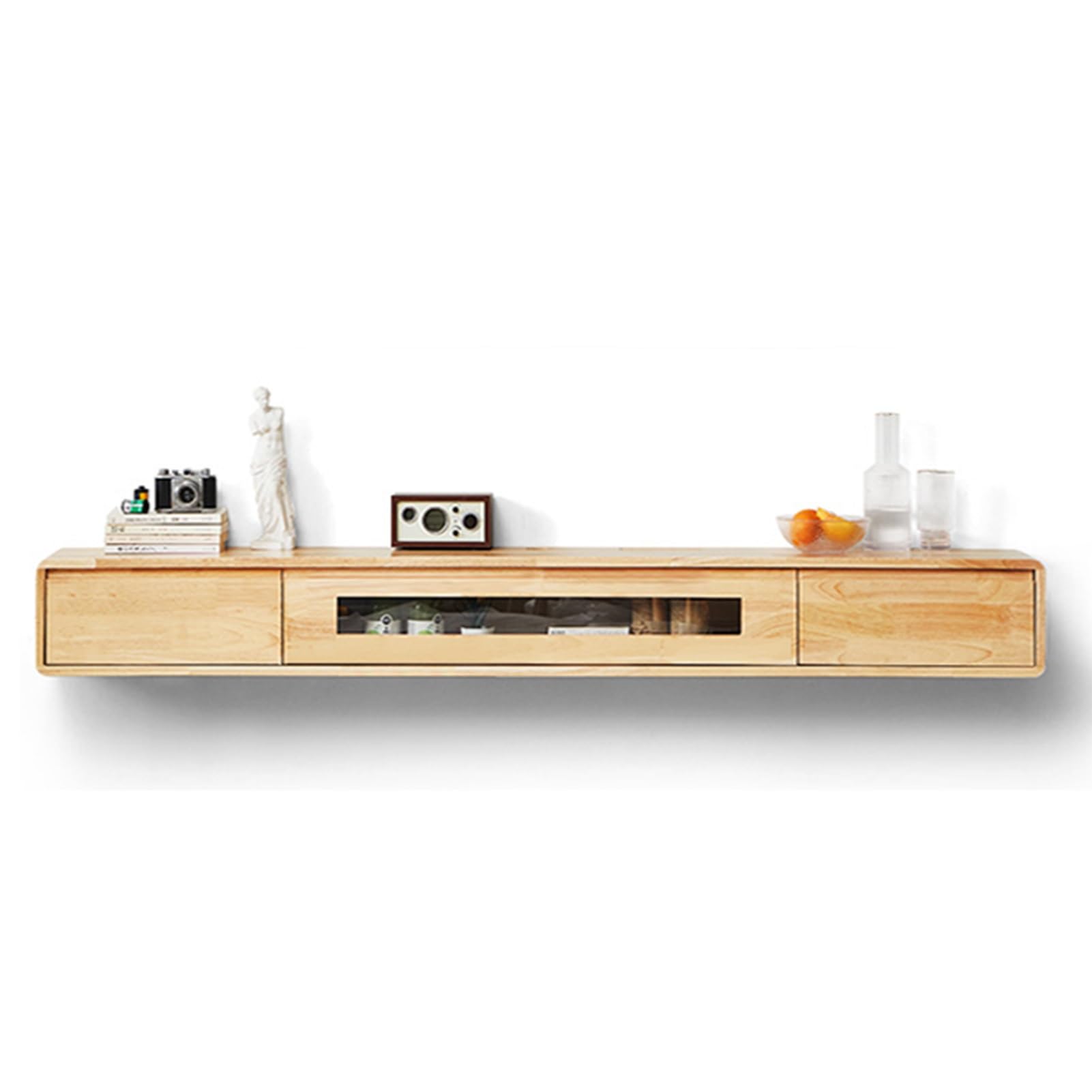 Schwebende TV-Konsole, Wandhalterung, Entertainment-Center, moderner TV-Ständer, Aufbewahrungsregal für Wohnzimmer (schwarz, 177,8 cm)
