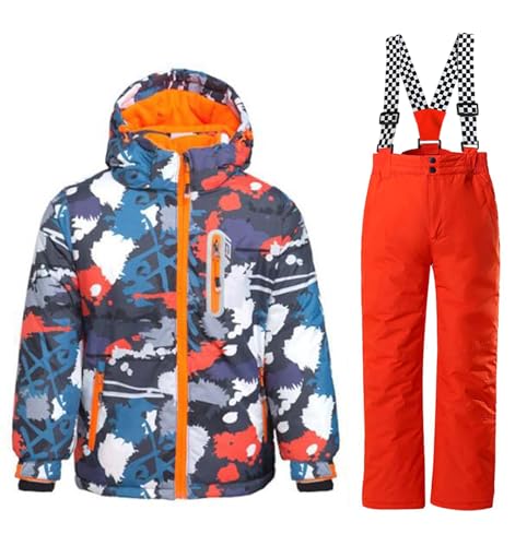 Image of WOWULOVELY Big Boy's 2-Piece Colorblock Snow Pants and Jacket Snowsuit Ski Suit