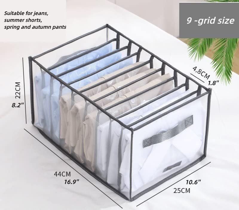 Miniatura 5 de Paquete de 3, 6 rejillas, 9 rejillas, 12 rejillas, organizador de ropa para armario, caja de almacenamiento con compartimento para camisetas, jeans,