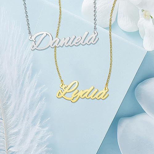 CoolJewelry Custom Name Necklace for Women Personalized Name Necklaces with Heart 18K Gold Plated or Sterling Silver Nameplate Customized Pendant Jewelry Gift2
