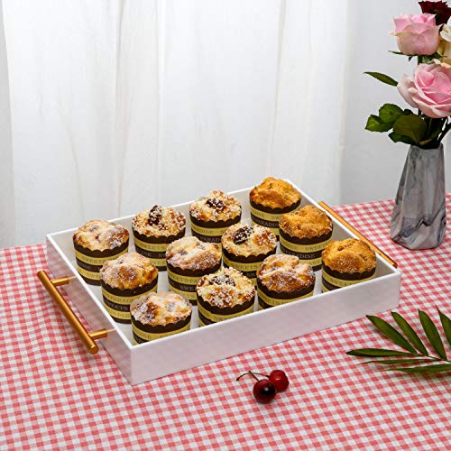 Kevjes Glossy White Acrylic Lucite Serving Tray With Metal Handles,No Need To Assemble,11X14 Inch,Decorative Storage Organizer With Spill-Proof Design,Serving For Coffee,Breakfast,Dinner And More thumb #3