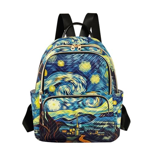 GAIGEO Starry Night Painting Fashion Backpack, Backpack with Suitcase Strap, Festival Backpack, M