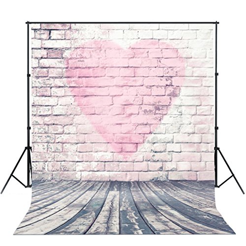 5 x 7ft Valentine's Day Backgrounds Photography Backdrops Pink Love Photo Backdrop Wood Floor Background for Baby Birthday Backgrounds