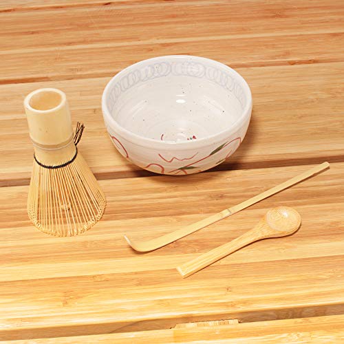 Bamboomn Matcha Whisk Starter Kit - Chawan Matcha Bowl, Tea Whisk, Chashaku And Small Spoon For Traditional Japanese Tea Ceremony #TOP2