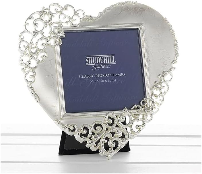 Gifts and More Gifts 20233 Silver Lace Heart Photo Frame Valentine, Anniversary Present , 3" x 3"