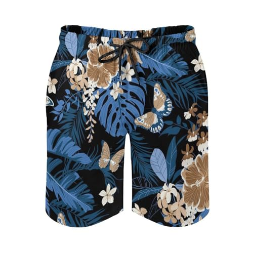Sunflowers Leo Pattern Mens Swim Trunks,2