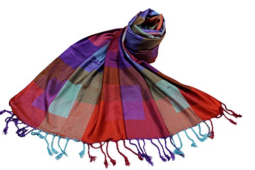 Étole SHANKARA foulard viscose carré multicolore N9 grand châle imprimé femme