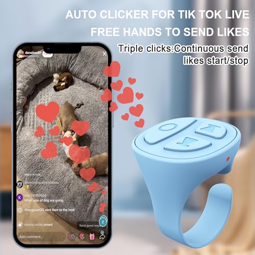 Image of TikTok Scrolling Ring, Bluetooth Camera Remote Control, Scrolling Ring Remote for iPhone TIK Tok Facebook YouTube Instagram Android Phone, Auto Tapper for TikTok Live (Blue)