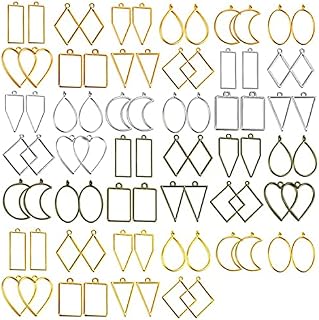 LABOTA 80pcs Open Bezels for Resin, Open Bezel Pendants Charms Resin Molds for Jewelry Findings, Hollow Frame Pendants Resin Craft Bezels Jewelry Molds for Resin Casting