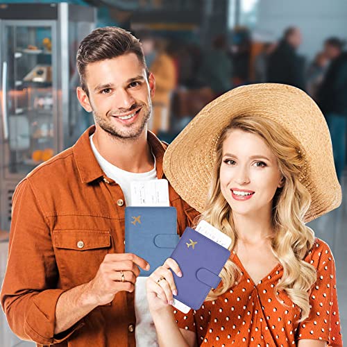 Doulove Passport And Vaccine Card Holder Combo Rfid Blocking, Upgraded Multi-Function Travel Wallet Passport Holder With Card Slot, Passport Cover For Women Men Blue #TOP5