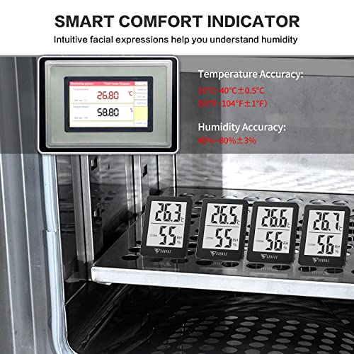 Digitale Thermo-Hygrometer DOQAUS Binnen Thermometer, Hygrometer, Temperatuur en Luchtvochtigheidsmeter met Hoge Nauwkeurigheid voor Interieur, Babykamer, Woonkamer, kantoor (Zwart) - Afbeelding 6