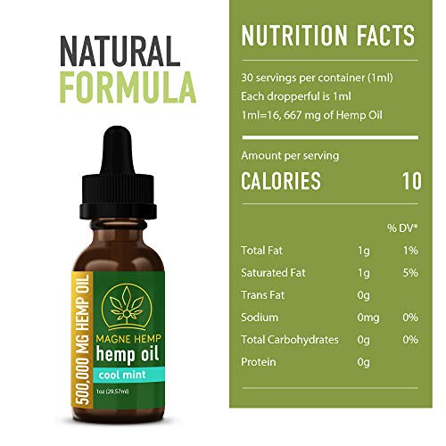 MagneHemp Organic Hemp Oil - Powerful 500,000mg THC-Free Hemp Oil Cool Mint Essential Oils Flavoring - High Potency Hemp Oil Extract for Joint Support and Mood Enhancement - Omega 3 6 9, Vitamin E - Image 3