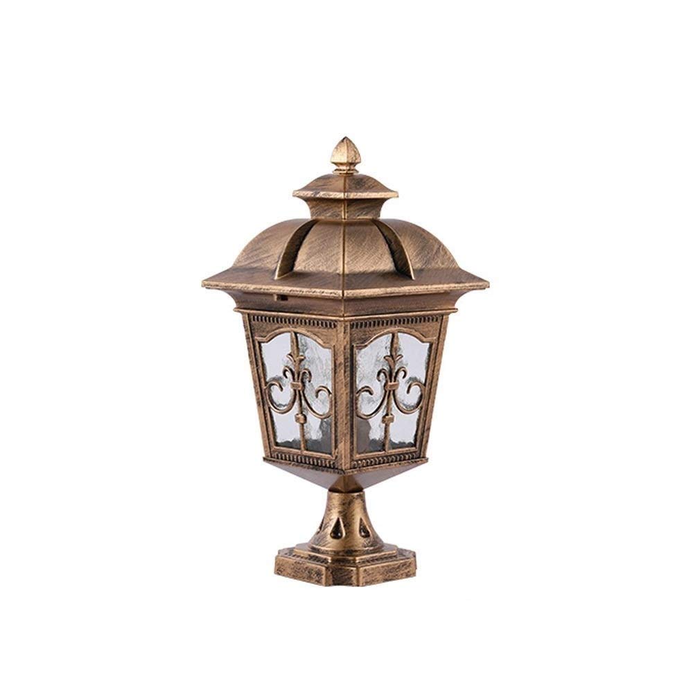 QUSYZD Post Lights Outdoor,European Column Headlight Outdoor Fence Pillar Light Waterproof Outdoor Garden Villa Garden Light Landscape Lighting E27 Decoration Illumination Alum,Bronze-Small