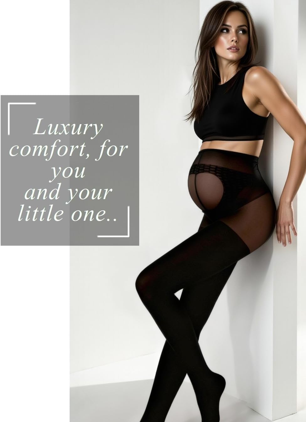 Charm and Attitude Black Maternity Tights Over the Belly - Comfortable Pregnancy Underwear - Maternity Pantyhose - Image 4